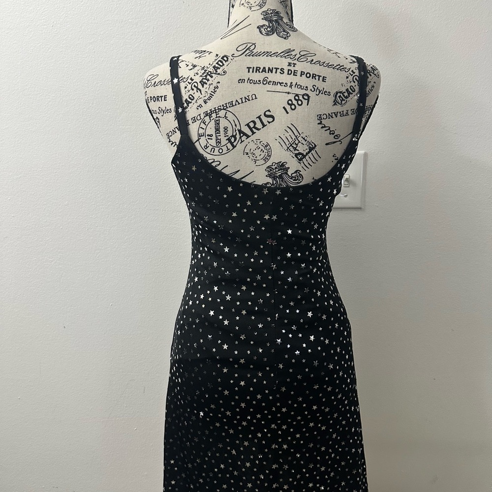 ✨ Y2K Wild Honey Black & Silver Sequin Star Mini Skater Dress | Size M ✨ - Picture 4 of 6